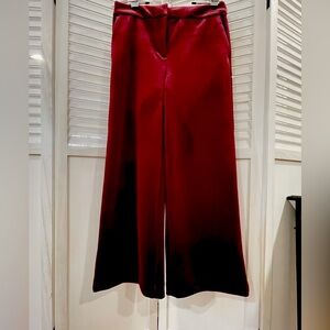 Ann Taylor LOFT Cranberry Red Velvet Look Women's Wide-Leg Pants